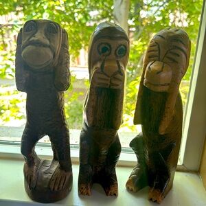 Wooden monkeys from Jamaica. Handcrafted.